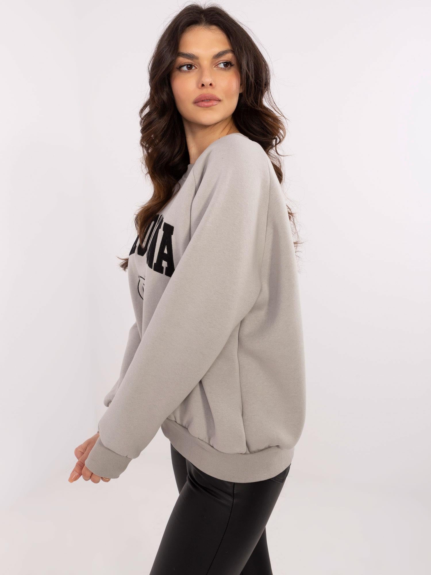 Szara damska bluza bez kaptura o kroju oversize