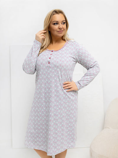 Szara nocna koszula plus size z bawełny