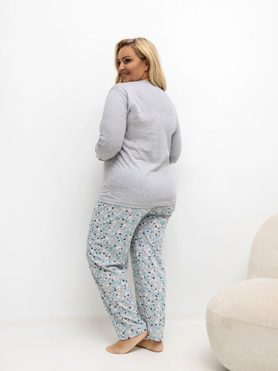 Szara damska piżama plus size z bawełny