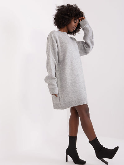 RUE PARIS Szara dzianinowa sukienka oversize