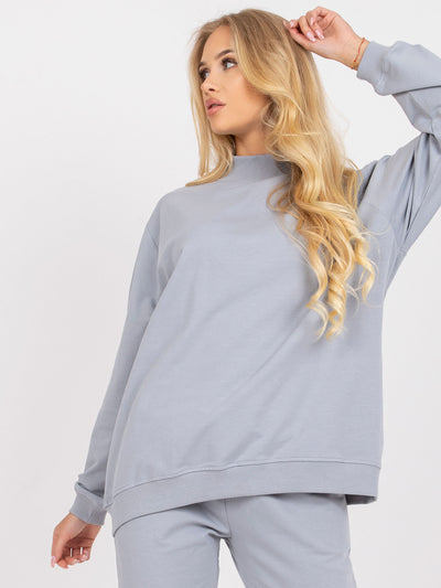 Szara dresowa bluza basic bez kaptura