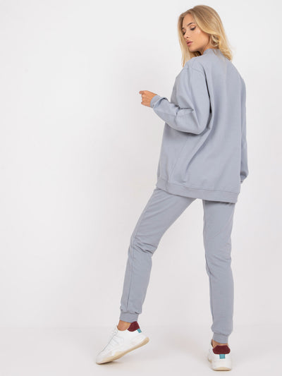 Szara dresowa bluza basic bez kaptura