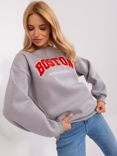 Szara dresowa bluza bez kaptura o kroju oversize
