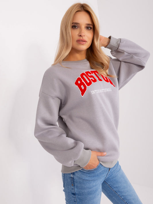 Szara dresowa bluza bez kaptura o kroju oversize