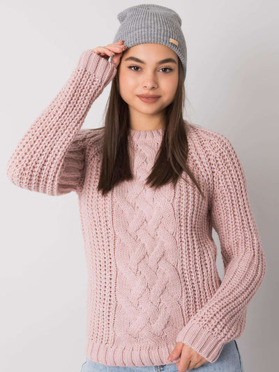 RUE PARIS Szara czapka beanie z dzianiny
