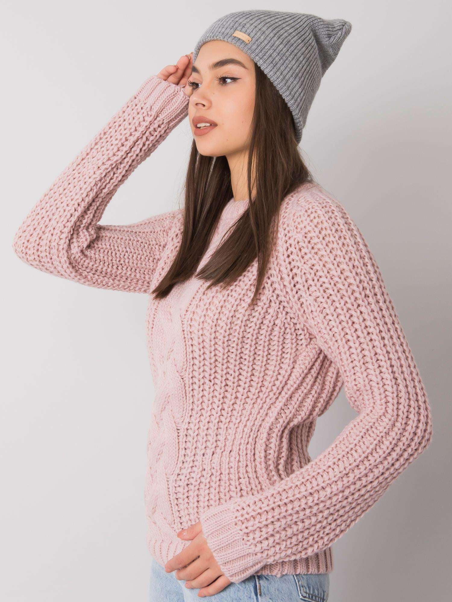 RUE PARIS Szara czapka beanie z dzianiny