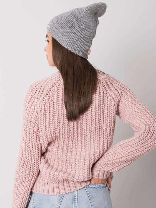 RUE PARIS Szara czapka beanie z dzianiny