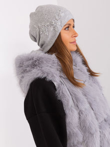 Szara dzianinowa czapka beanie z bawełną