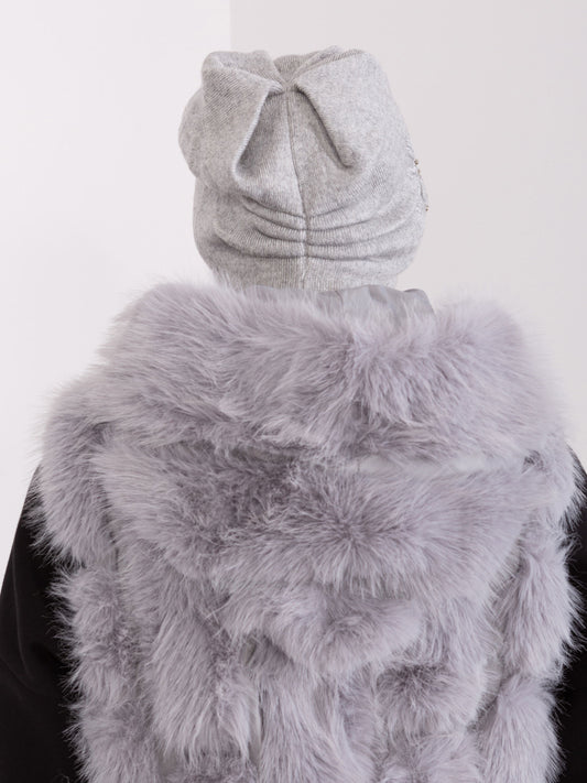 Szara dzianinowa czapka beanie z bawełną