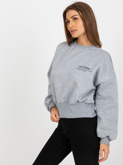Szara dresowa bluza bez kaptura z napisem