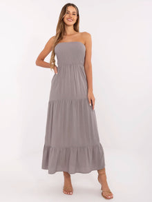 FRESH MADE Szara maxi sukienka z falbaną