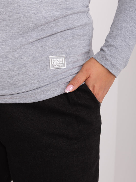 Szara melanżowa dopasowana bluzka plus size
