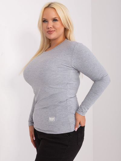 Szara melanżowa dopasowana bluzka plus size