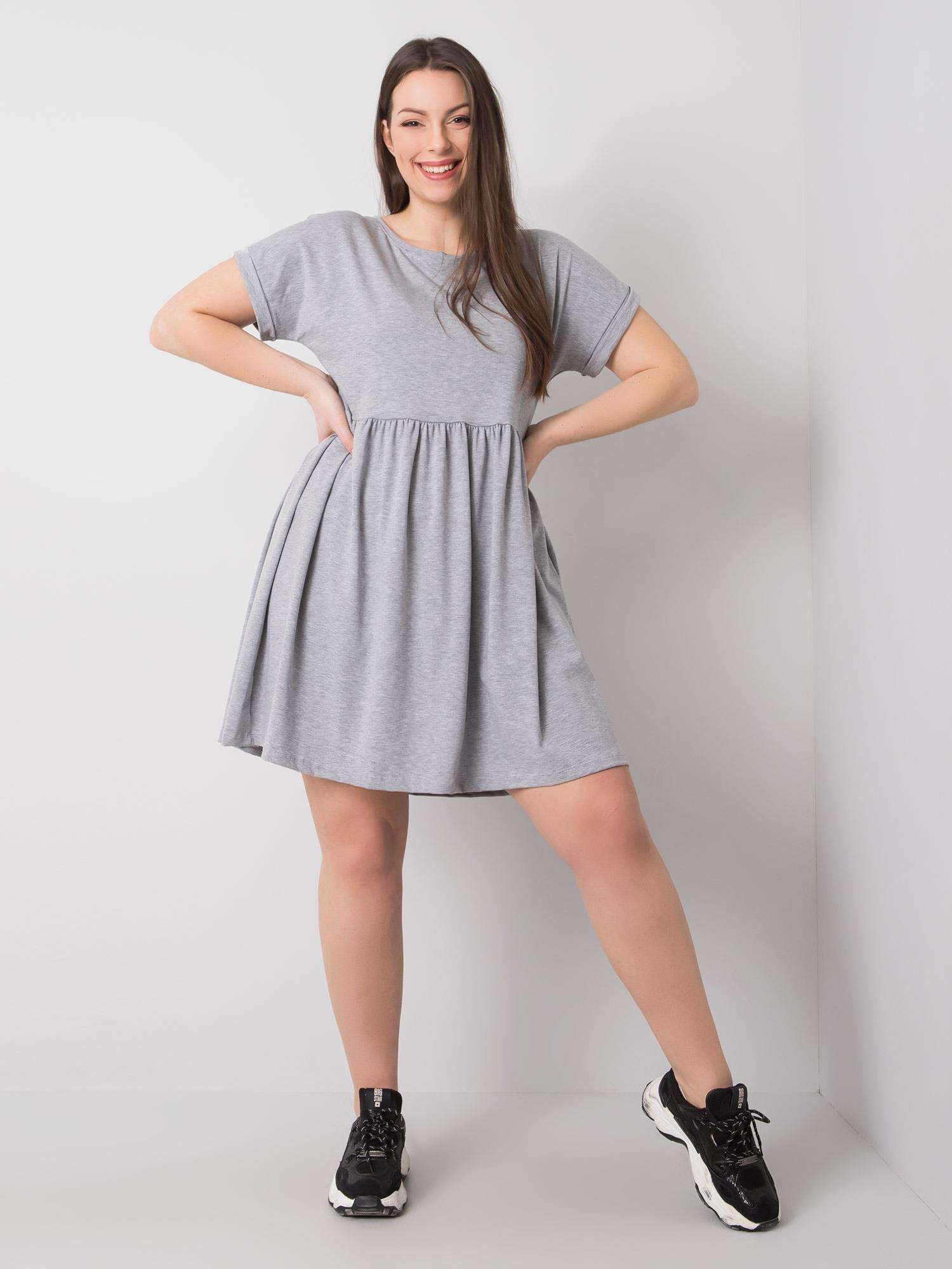 Szara melanżowa sukienka plus size z bawełny