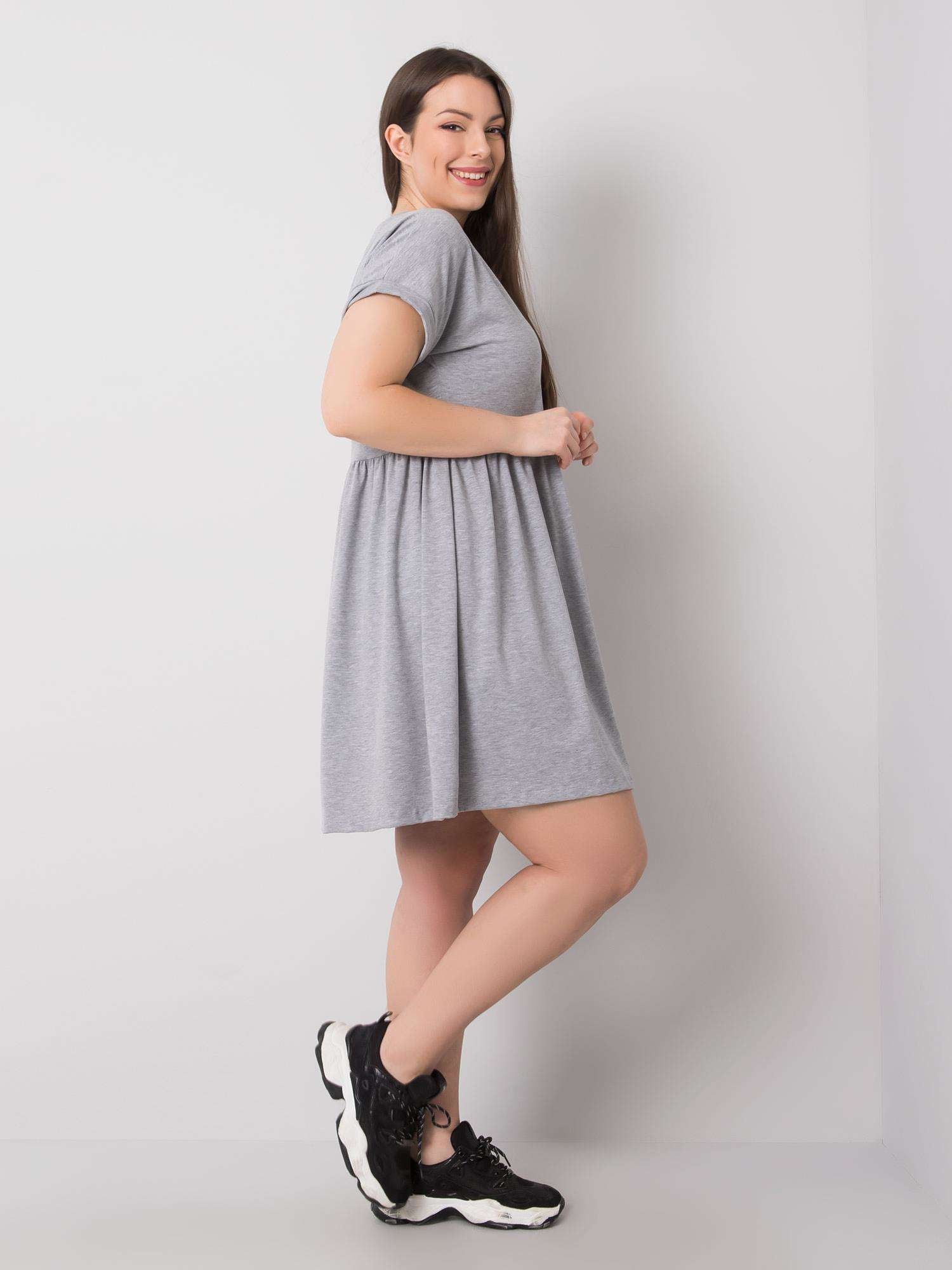 Szara melanżowa sukienka plus size z bawełny