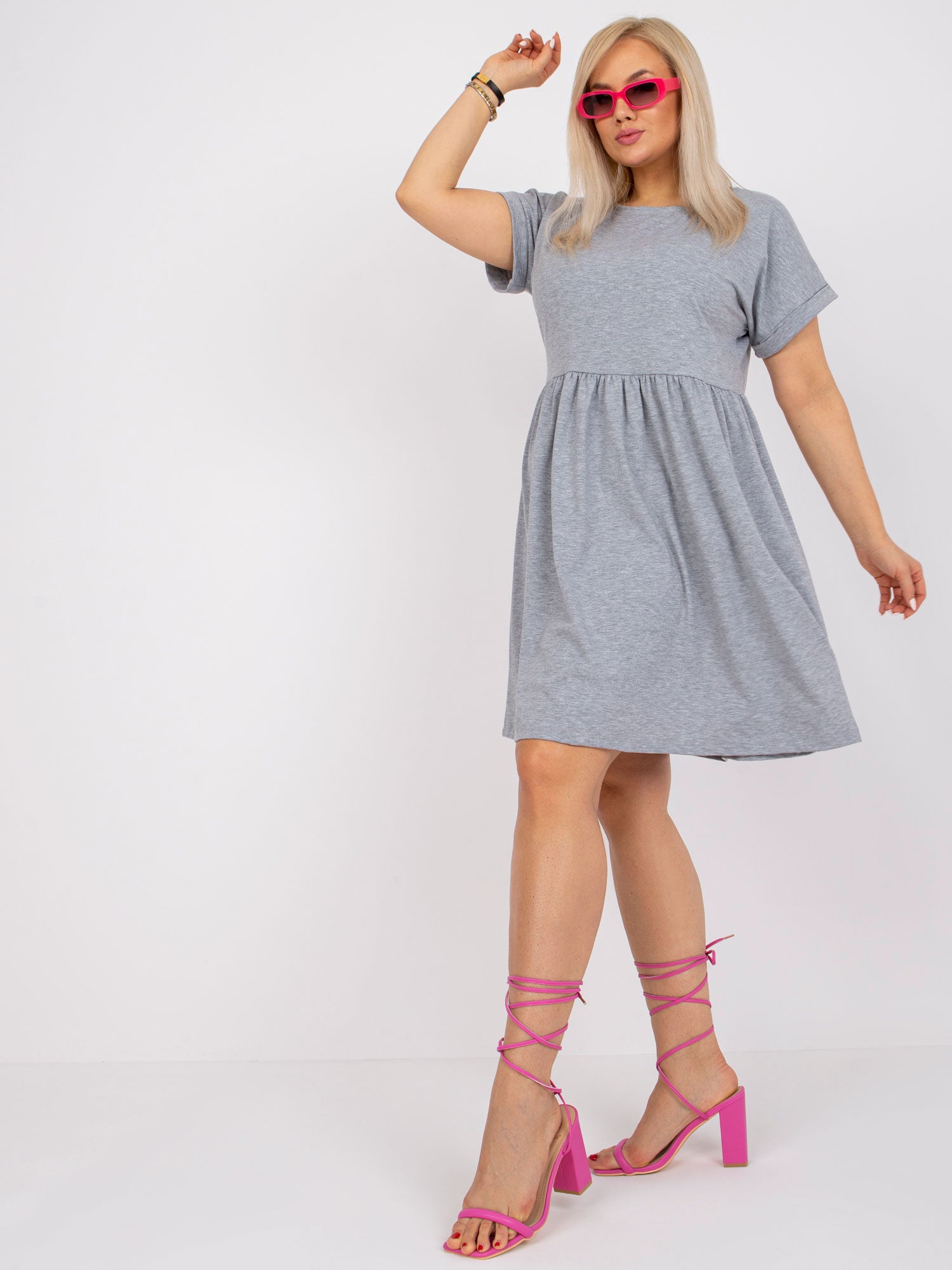 Szara melanżowa sukienka plus size z bawełny