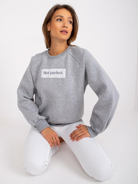 Szara melanżowa bluza dresowa z napisem