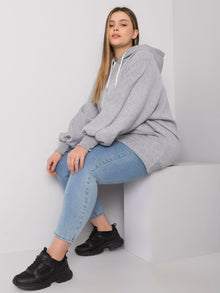 Szara melanżowa bluza plus size z kieszeniami