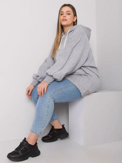 Szara melanżowa bluza plus size z kieszeniami