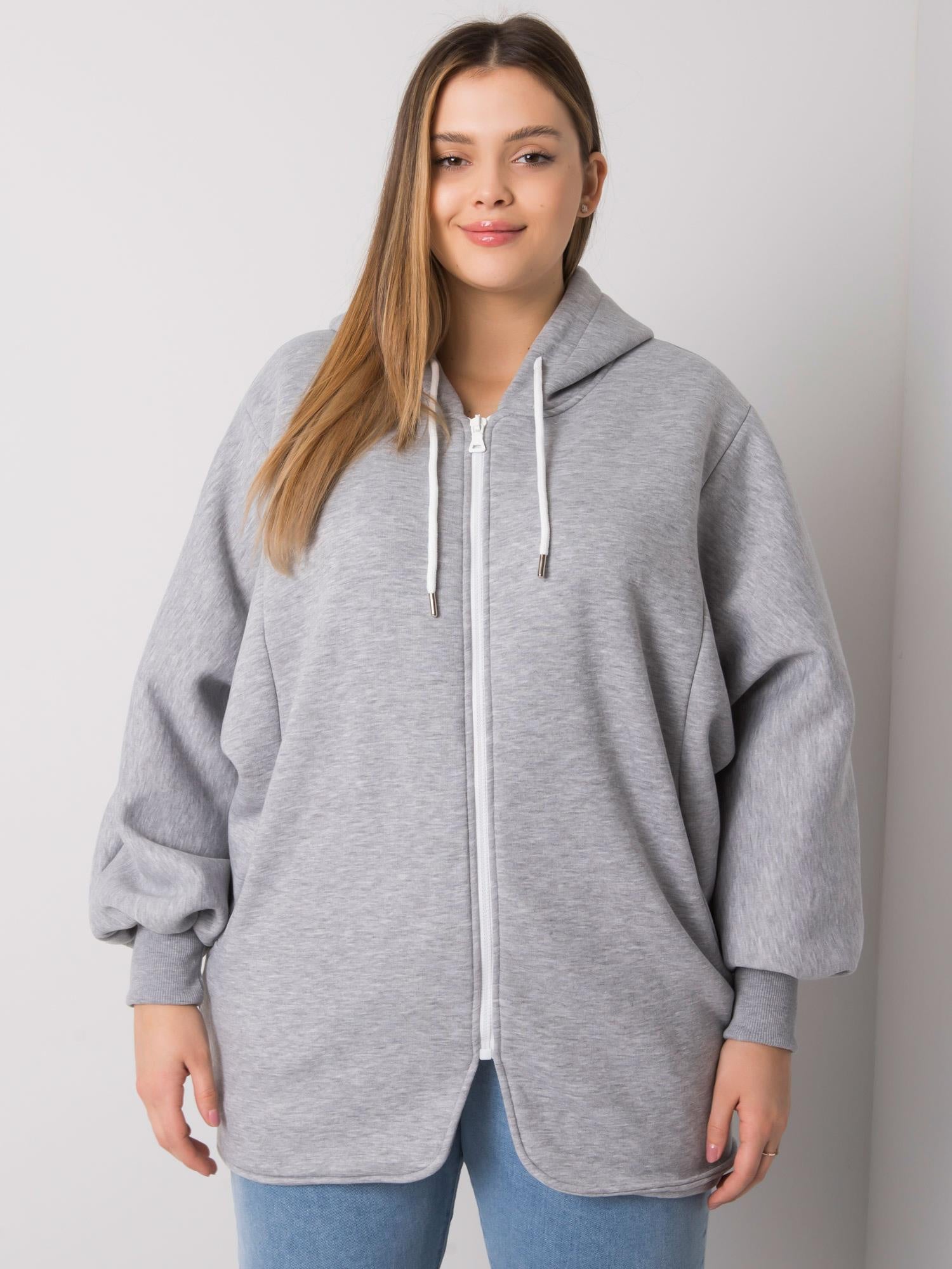 Szara melanżowa bluza plus size z kieszeniami