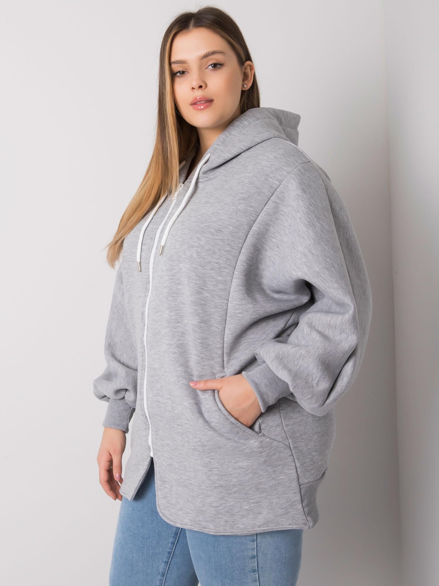 Szara melanżowa bluza plus size z kieszeniami