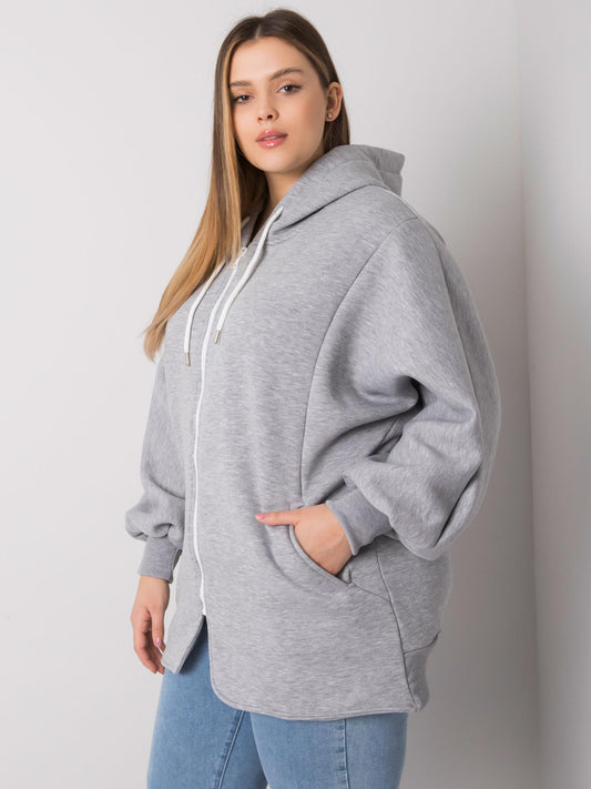 Szara melanżowa bluza plus size z kieszeniami