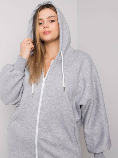 Szara melanżowa bluza plus size z kieszeniami