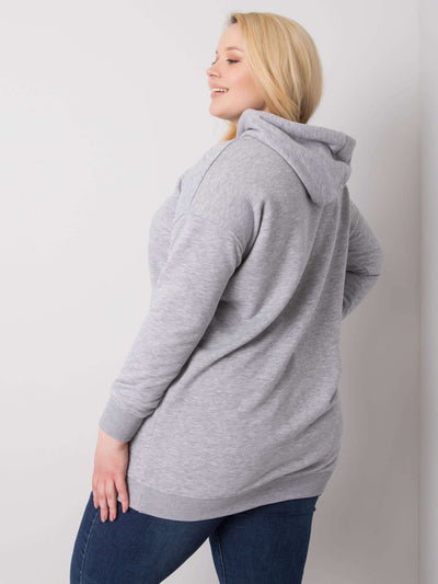 Szara melanżowa bawełniana bluza plus size z kapturem