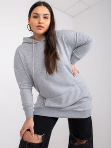 Szara melanżowa bawełniana bluza plus size z kapturem