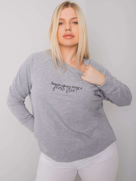 Szara melanżowa bluza damska plus size