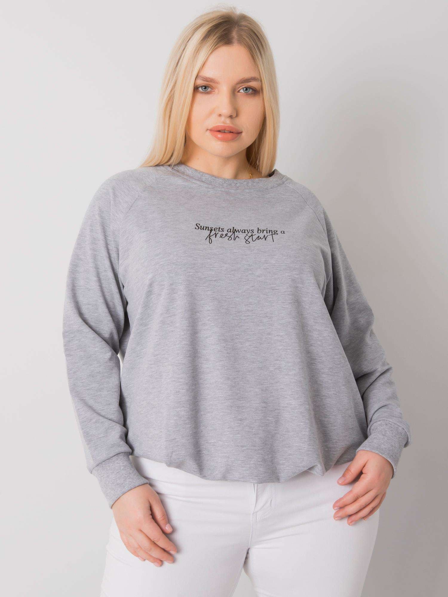 Szara melanżowa bluza damska plus size
