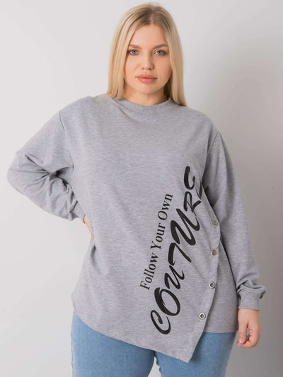 Szara melanżowa bluzka plus size z napisem