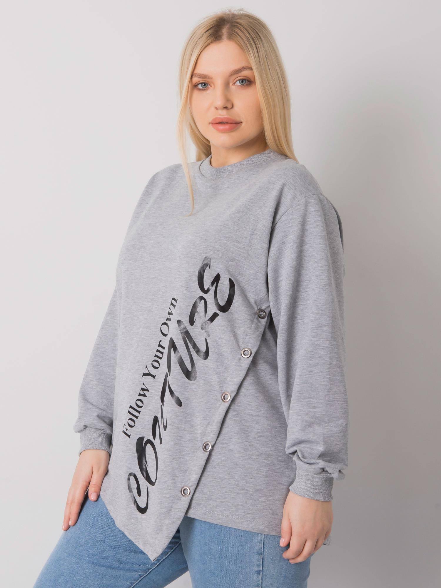 Szara melanżowa bluzka plus size z napisem