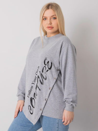 Szara melanżowa bluzka plus size z napisem