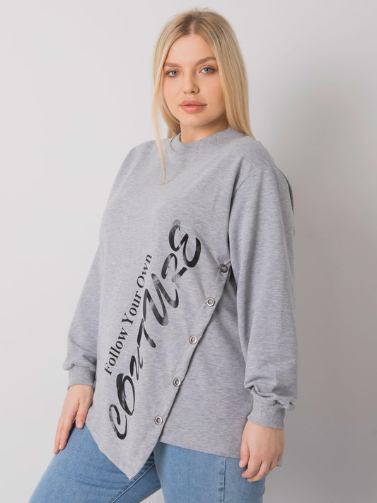 Szara melanżowa bluzka plus size z napisem