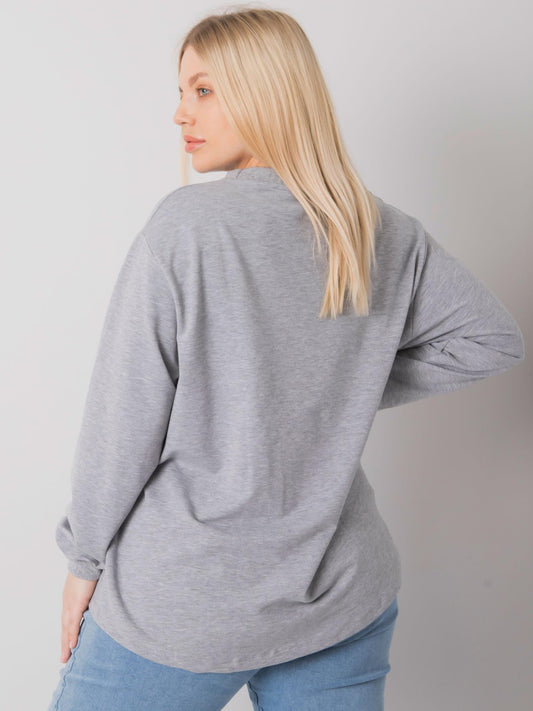 Szara melanżowa bluzka plus size z napisem