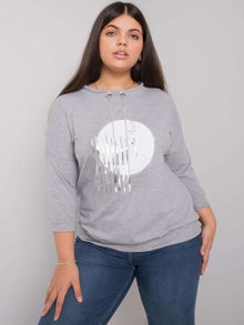 Szara melanżowa bluzka plus size z dżetami
