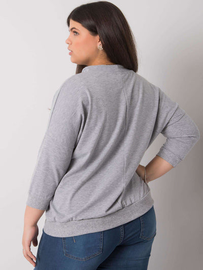 Szara melanżowa bluzka plus size z dżetami
