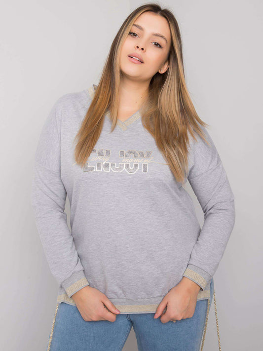 Szara melanżowa bluzka plus size z napisami