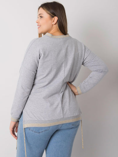 Szara melanżowa bluzka plus size z napisami