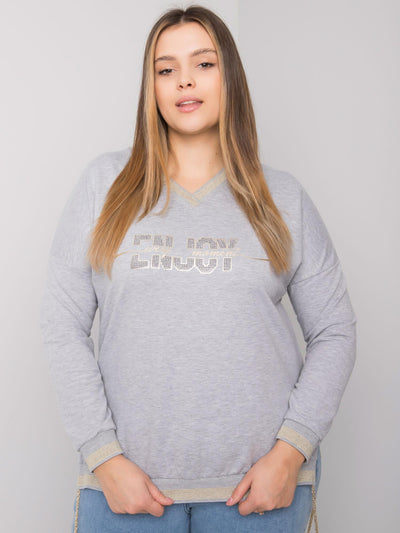 Szara melanżowa bluzka plus size z napisami