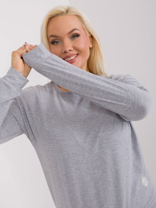 Szara melanżowa bluzka plus size ze ściągaczami