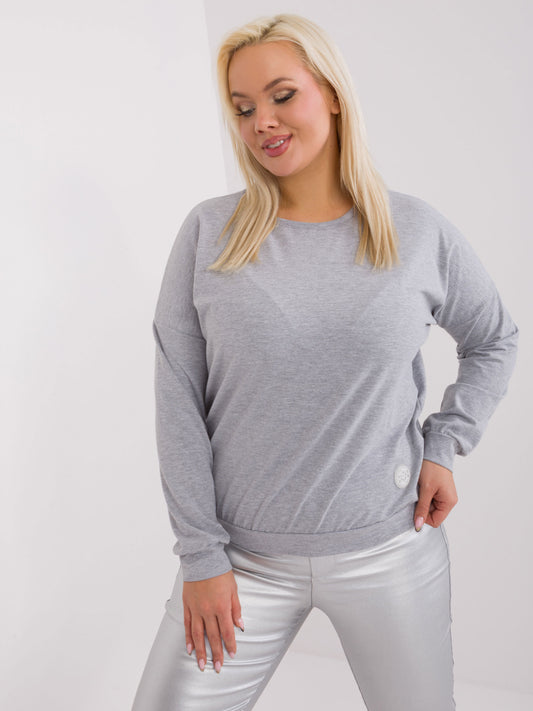 Szara melanżowa bluzka plus size ze ściągaczami