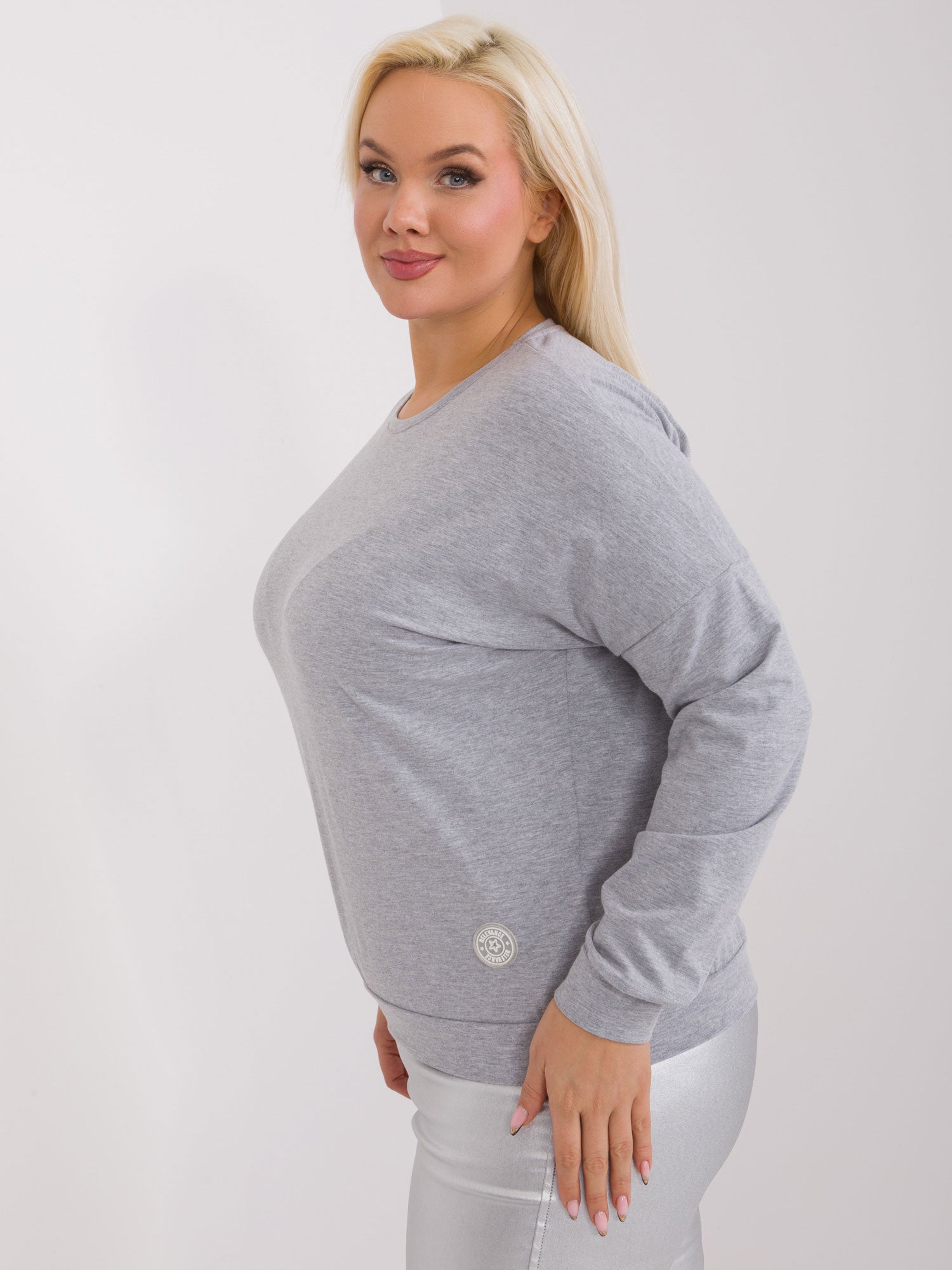 Szara melanżowa bluzka plus size ze ściągaczami