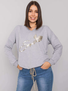 Szara melanżowa bluzka plus size z printem