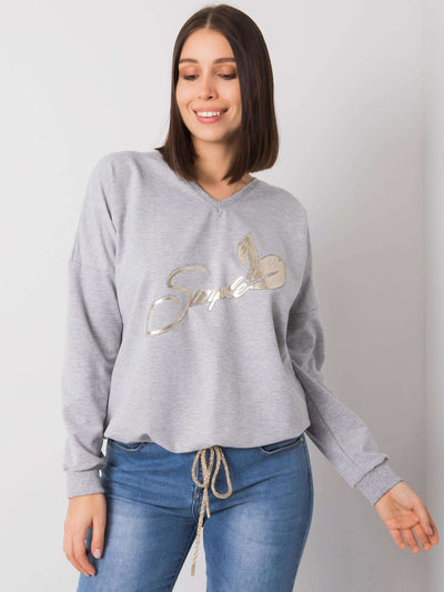 Szara melanżowa bluzka plus size z printem