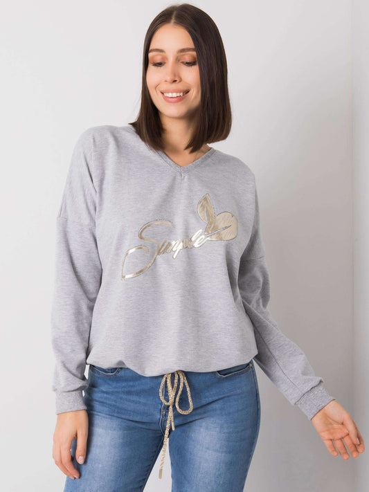 Szara melanżowa bluzka plus size z printem