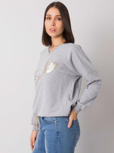 Szara melanżowa bluzka plus size z printem