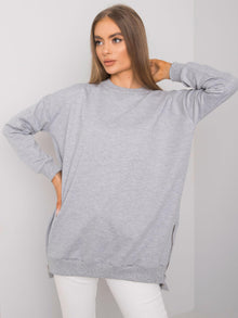 Szara melanżowa długa dresowa bluza basic z suwakami