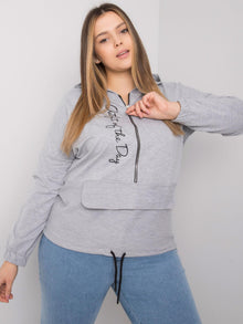 Szara melanżowa bluza plus size z kapturem